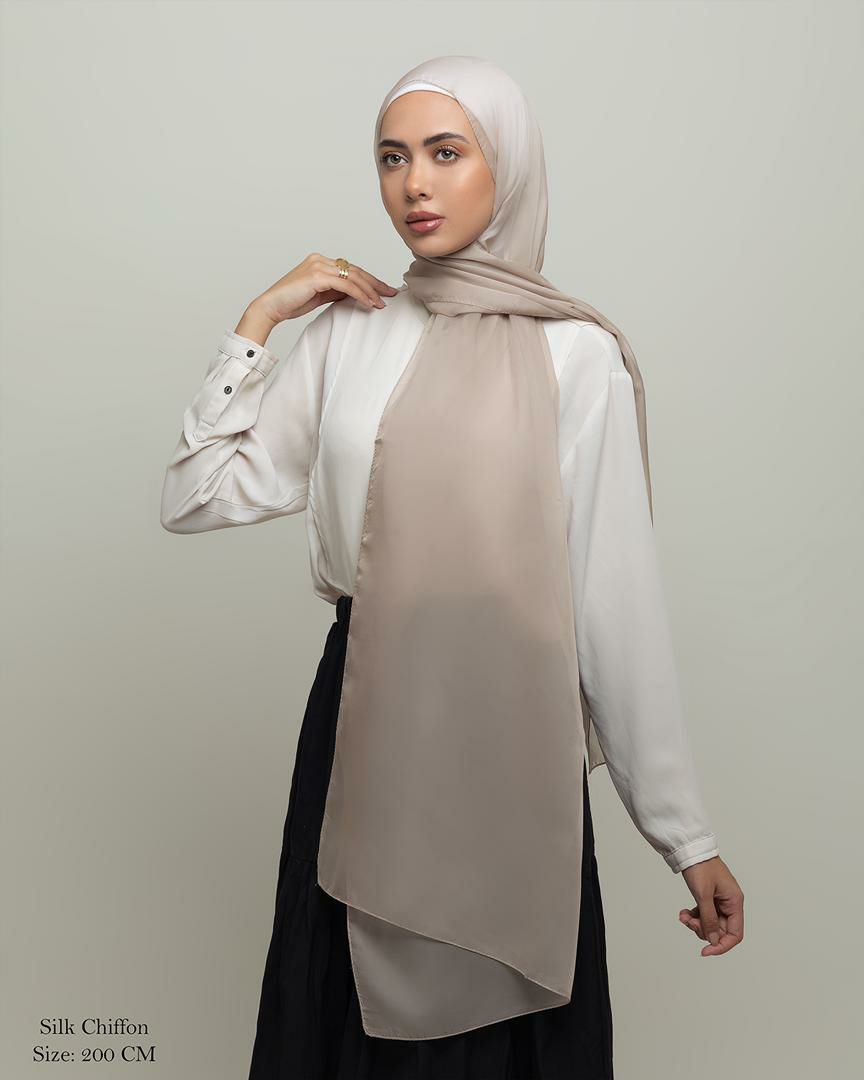 Schal chiffon - grau/beige